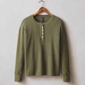 NWOT American Giant Thermal Long Sleeve Henley Shirt Top Women's Small Green